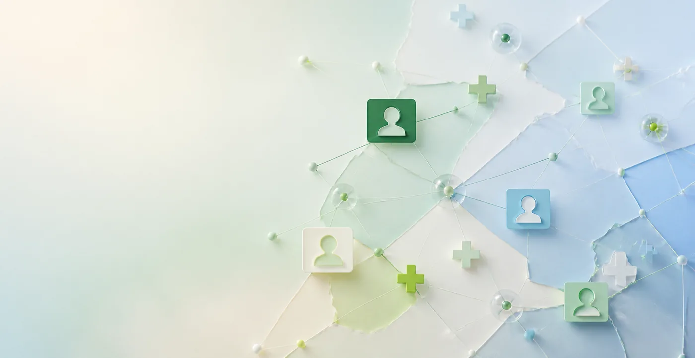 Abstract network of clinician profiles and professional connections